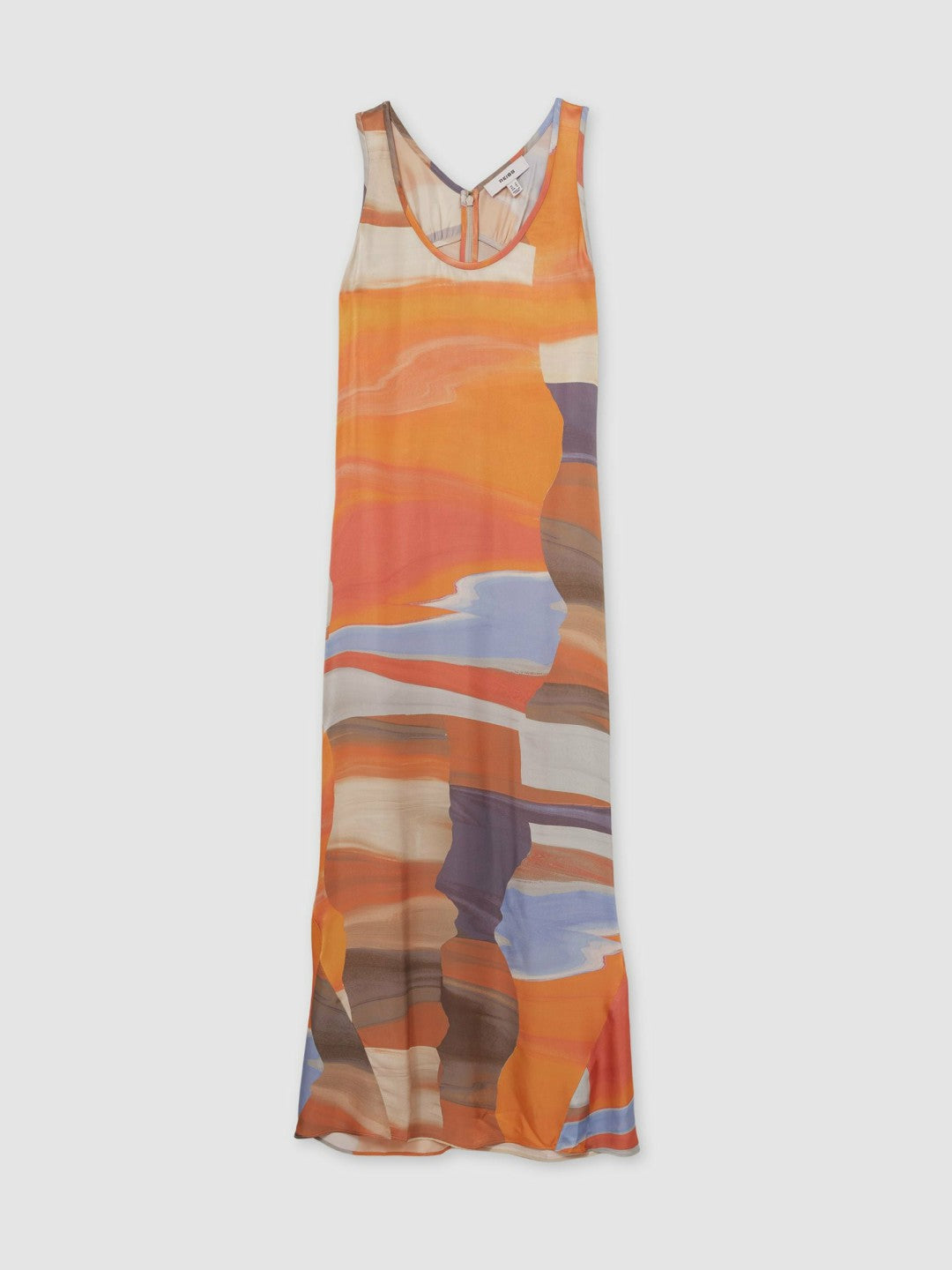 Sunset Print Sleeveless Slip Dress in Coral Women | Reiss