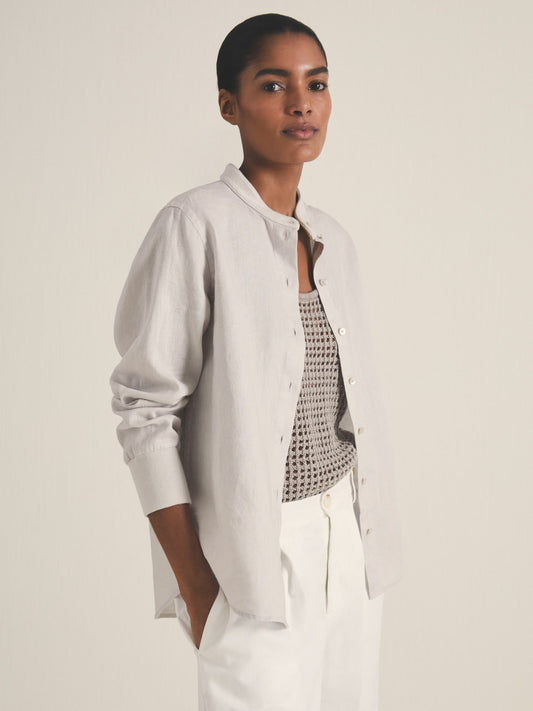 | Les 100 Ciels Linen Shirt in Soft Grey Women | Reiss
