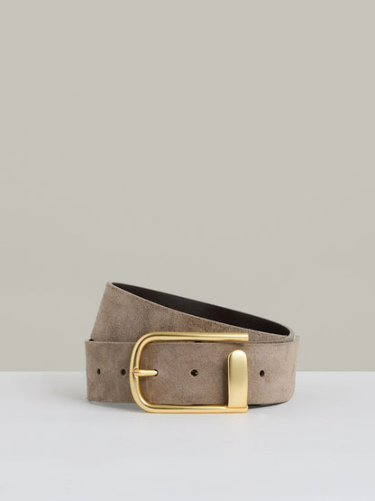 Leather Half Keeper Belt in Grey Women | Reiss