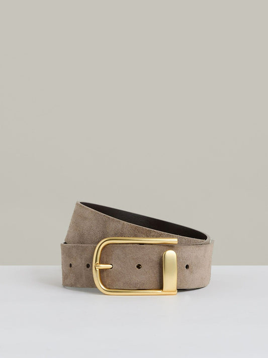 Leather Half Keeper Belt in Grey Women | Reiss