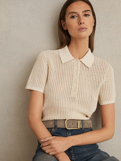 Leather Half Keeper Belt in Grey Women | Reiss