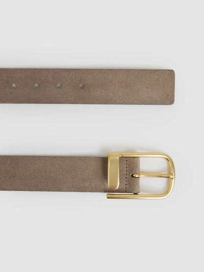 Leather Half Keeper Belt in Grey Women | Reiss