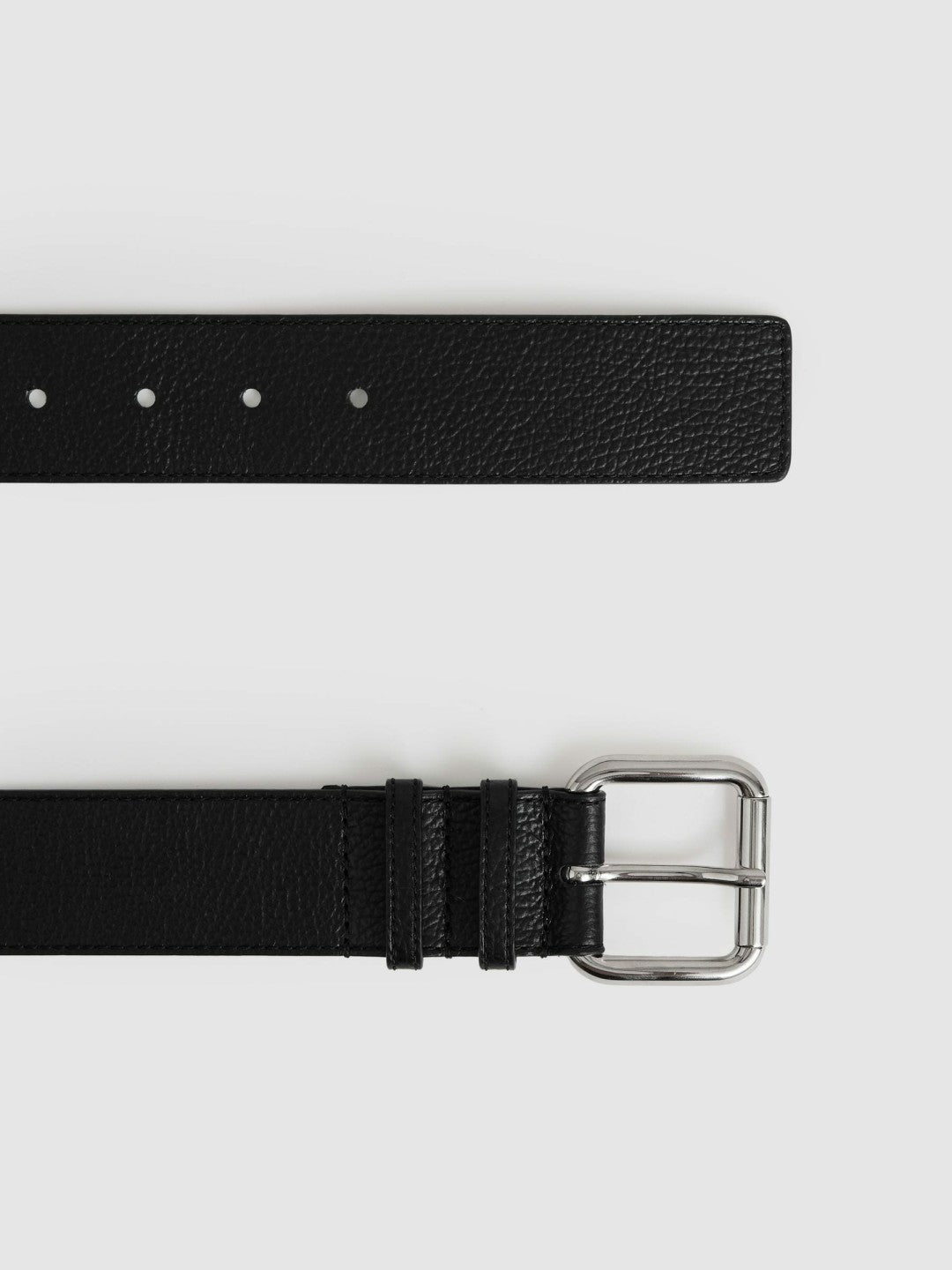 Leather Square Roller Buckle Belt in Black Women | Reiss