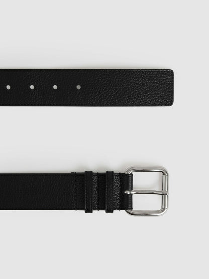 Leather Square Roller Buckle Belt in Black Women | Reiss