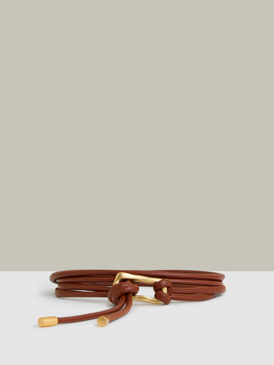 Sculpted Buckle Tubular Tie Belt in Tan Women | Reiss