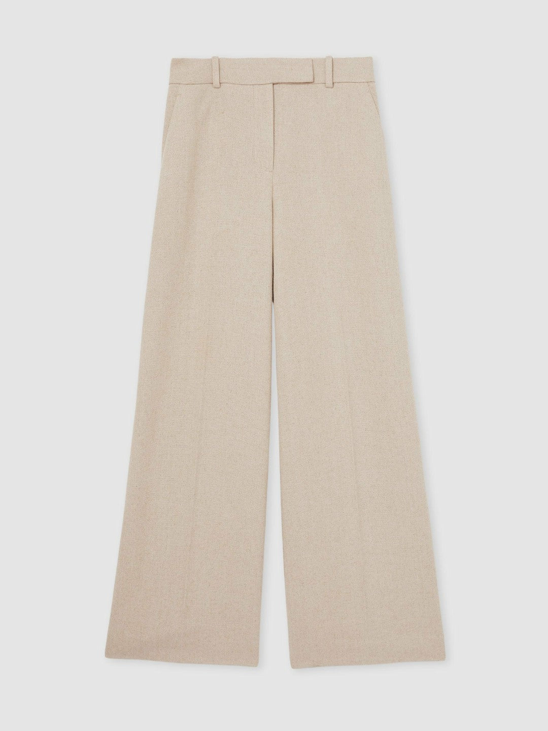 Petite Linen-Blend Wide-Leg Trousers in Neutral Women | Reiss