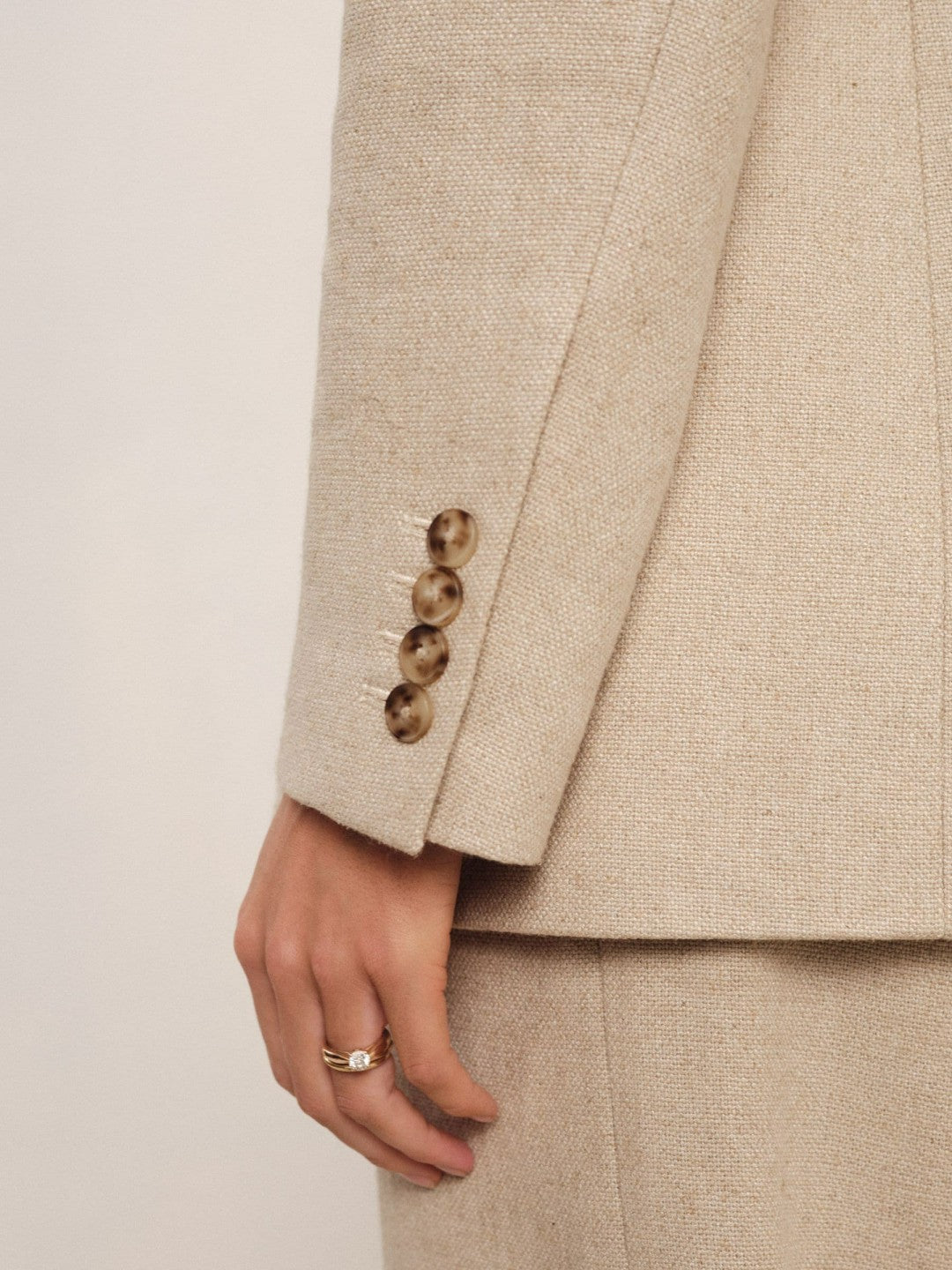 Linen-Blend Double-Breasted Suit Jacket in Neutral Women | Reiss
