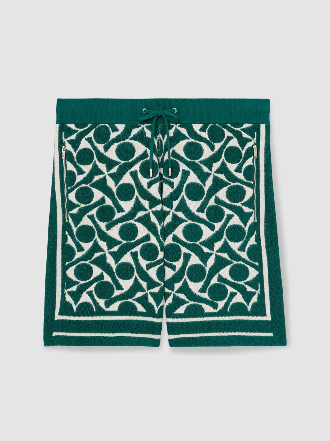 Abstract-Pattern Towelling Shorts in Green/White Men | Reiss