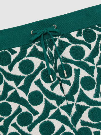 Abstract-Pattern Towelling Shorts in Green/White Men | Reiss