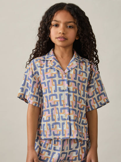 9-13 yrs Geometric Chain Print Shirt in Multi Children & Baby | Reiss