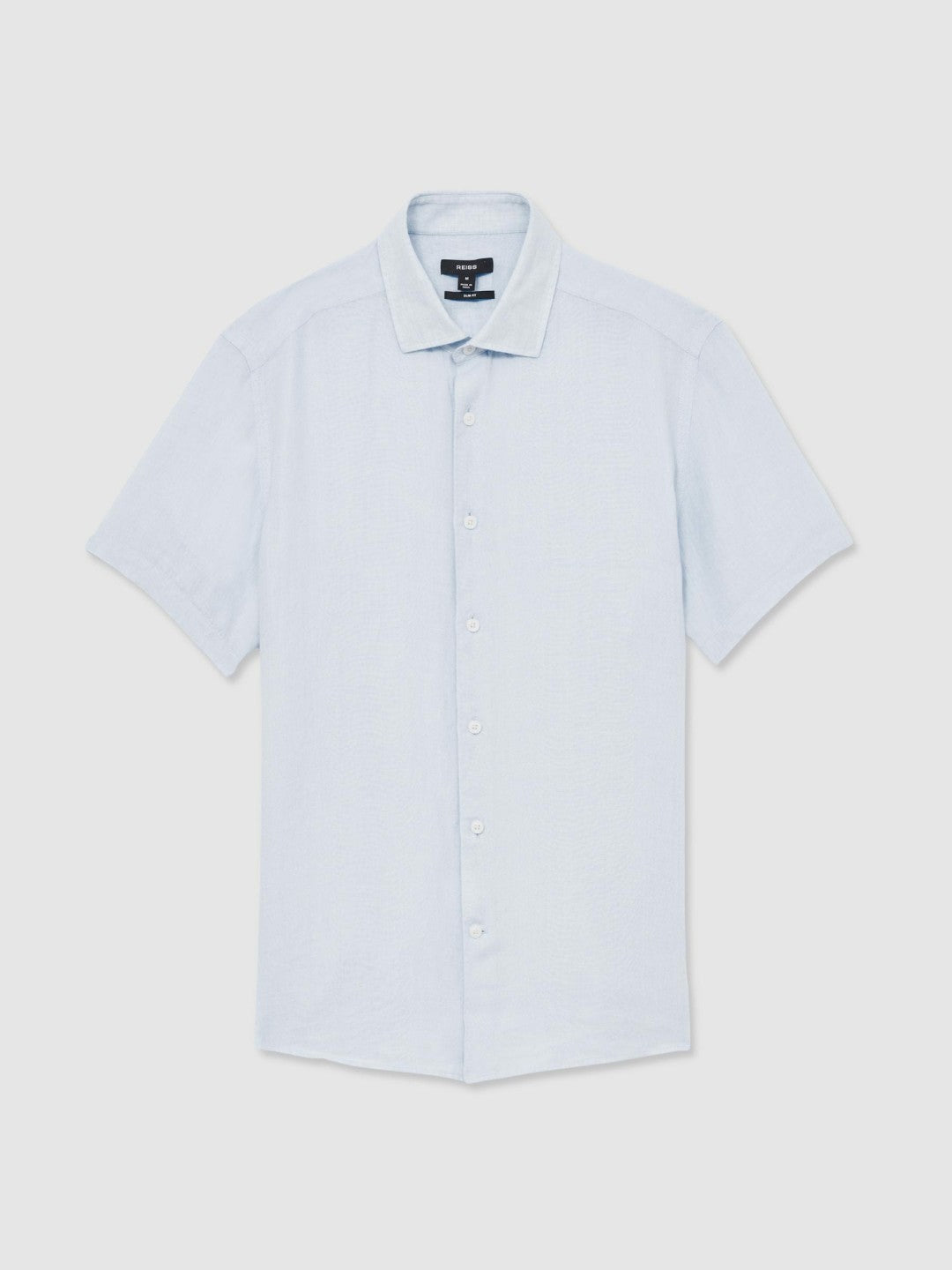 Slim Fit Linen Button-Through Shirt in Pale Blue Men | Reiss