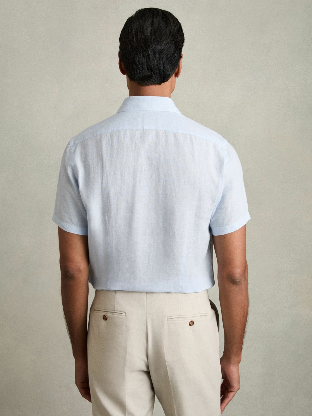 Slim Fit Linen Button-Through Shirt in Pale Blue Men | Reiss