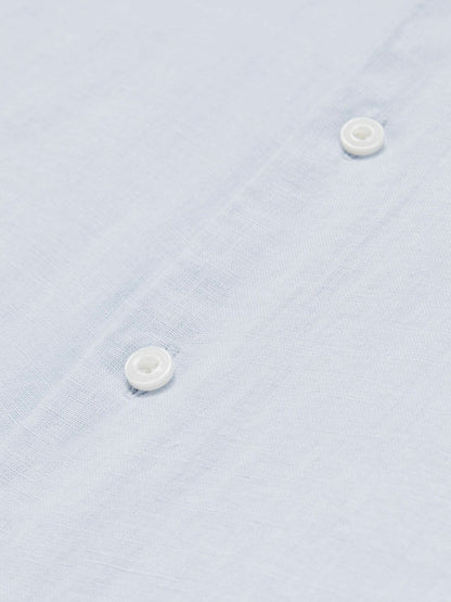 Slim Fit Linen Button-Through Shirt in Pale Blue Men | Reiss