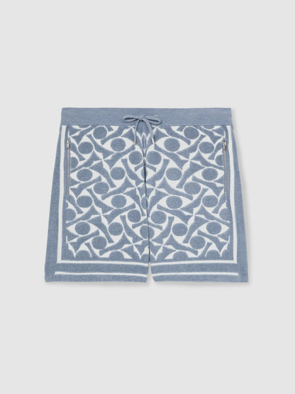 Abstract-Pattern Towelling Shorts in Soft Blue/White Men | Reiss