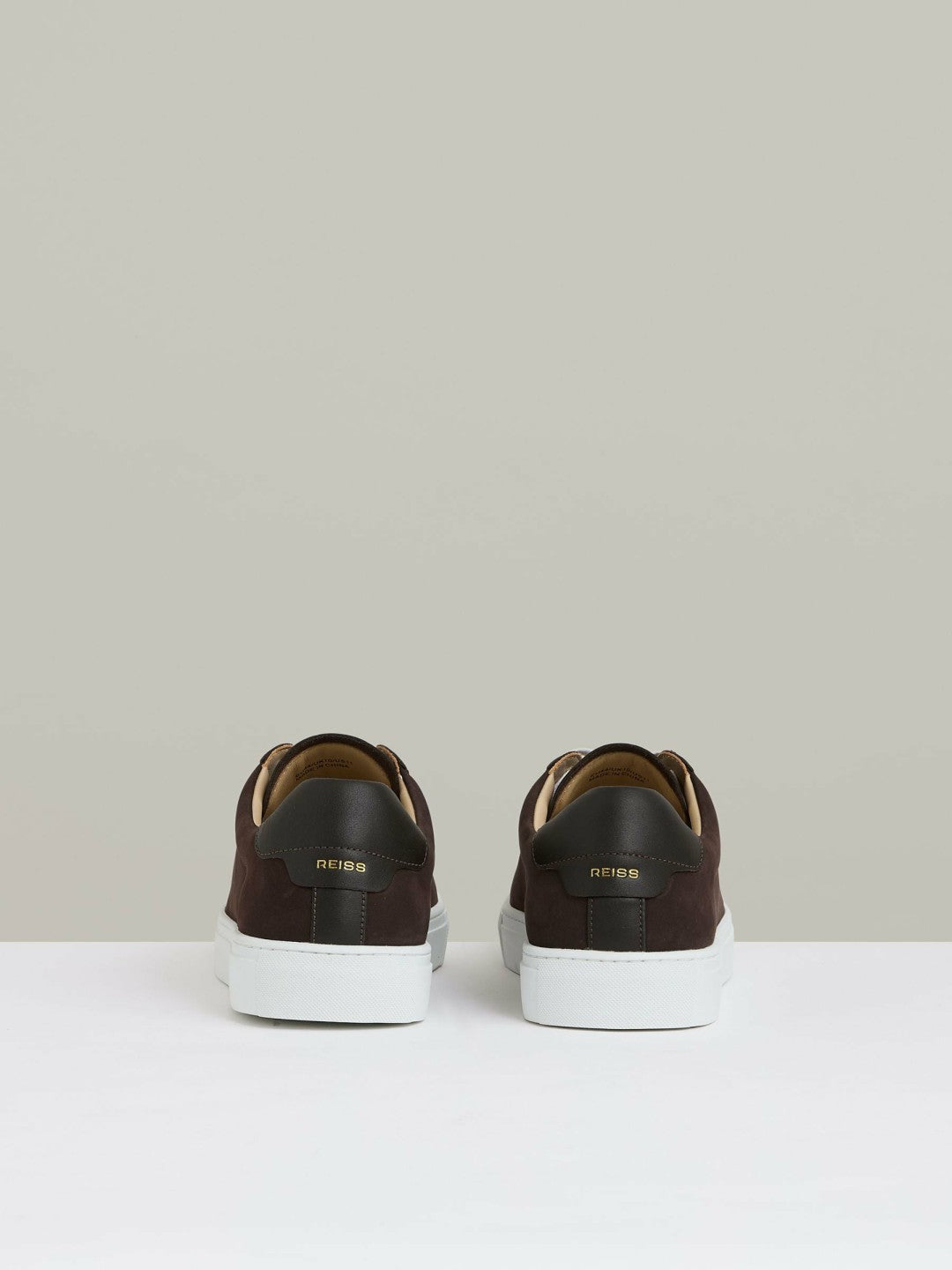 Nubuck-Leather Low-Top Trainers in Dark Chocolate Brown Men | Reiss