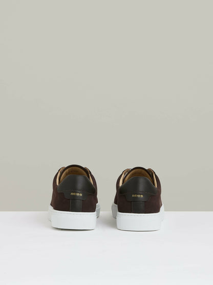 Nubuck-Leather Low-Top Trainers in Dark Chocolate Brown Men | Reiss
