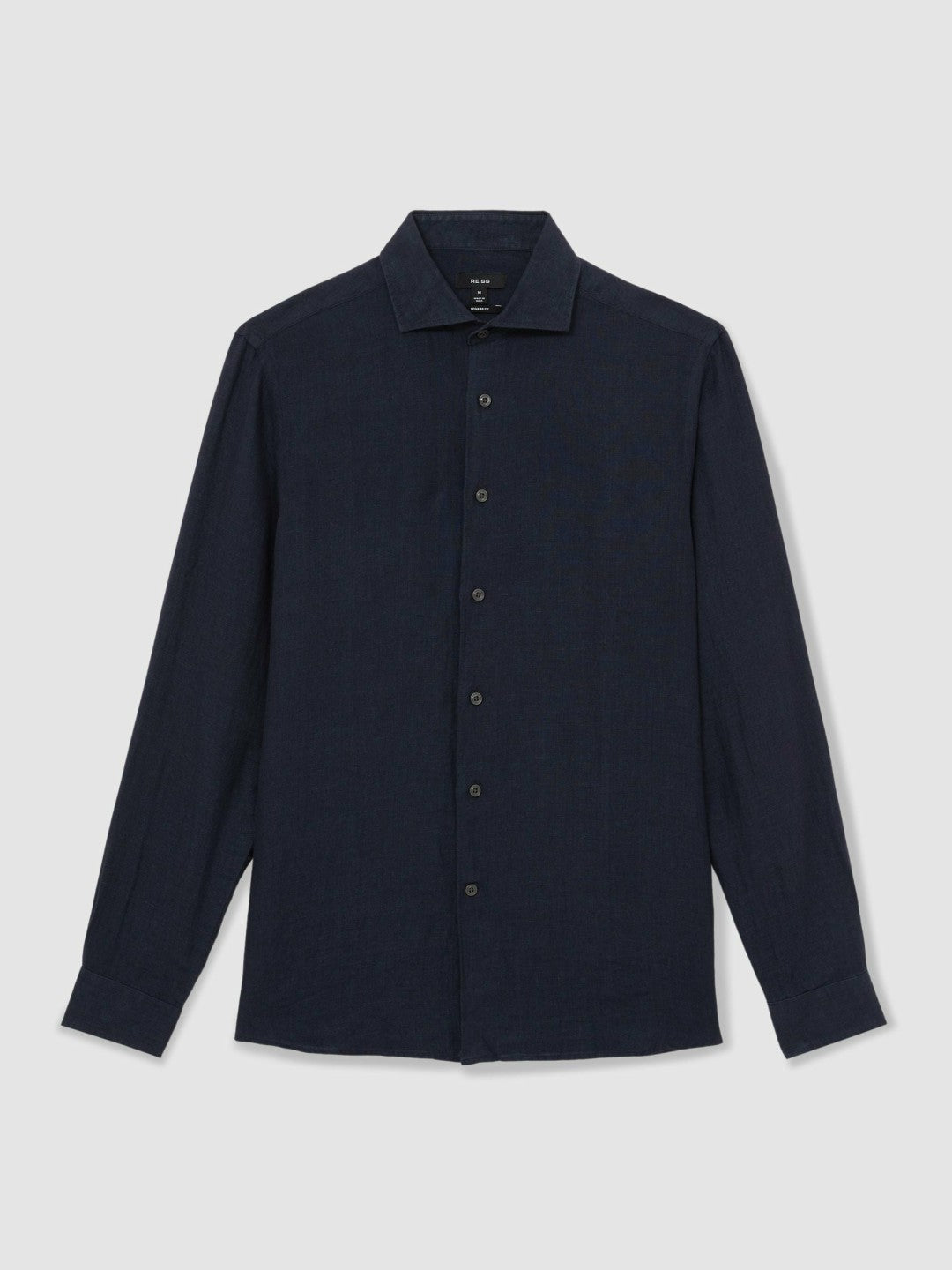 Linen Button-Through Shirt in Navy Men | Reiss