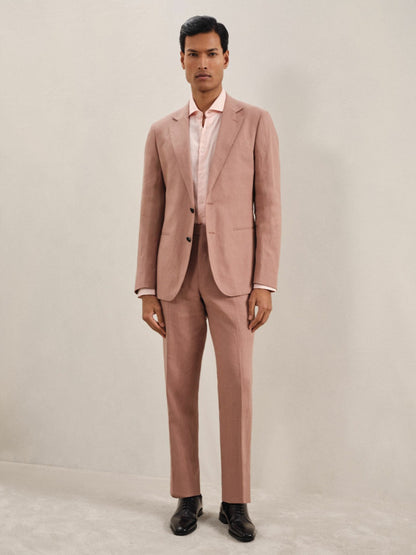 Single-Breasted Linen Suit Blazer Slim Fit in Rose Pink Men | Reiss