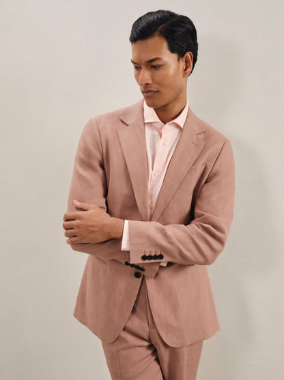 Single-Breasted Linen Suit Blazer Slim Fit in Rose Pink Men | Reiss