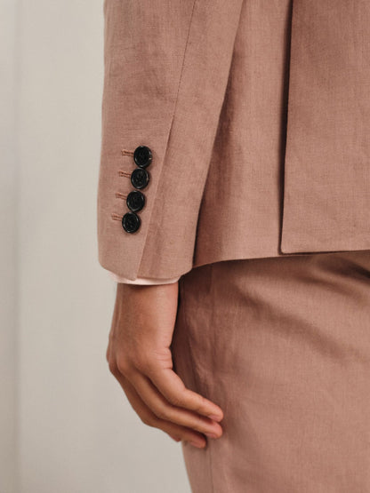 Single-Breasted Linen Suit Blazer Slim Fit in Rose Pink Men | Reiss