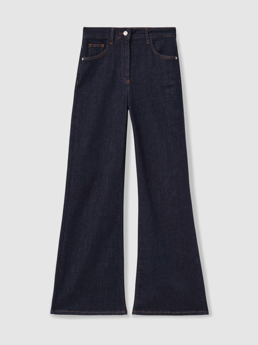 Petite Mid-Rise Flared Jeans in Dark Blue Women | Reiss