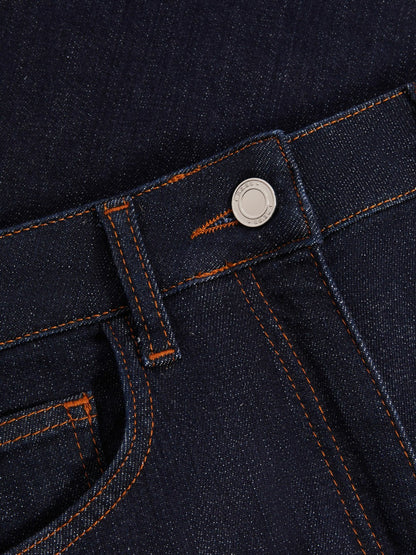 Petite Mid-Rise Flared Jeans in Dark Blue Women | Reiss