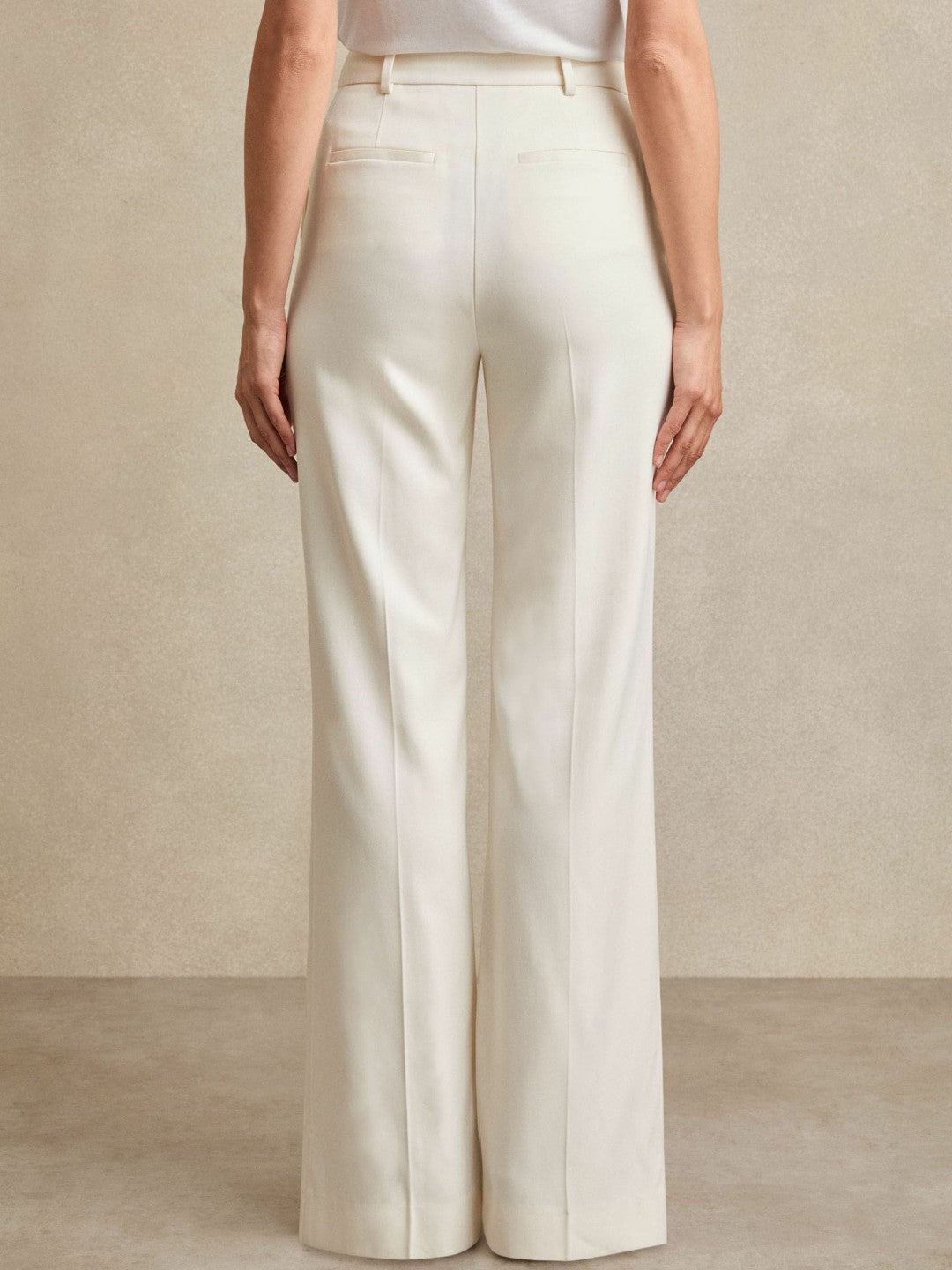 Petite Wide Leg Tailored Trousers in Cream Women | Reiss