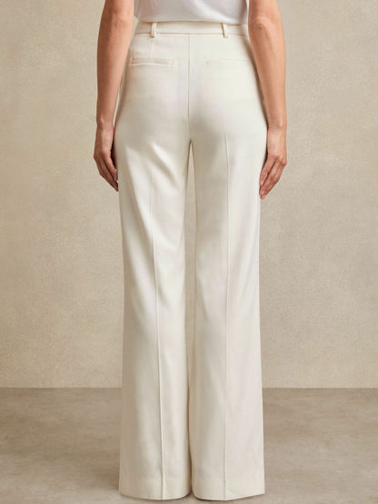 Petite Wide Leg Tailored Trousers in Cream Women | Reiss