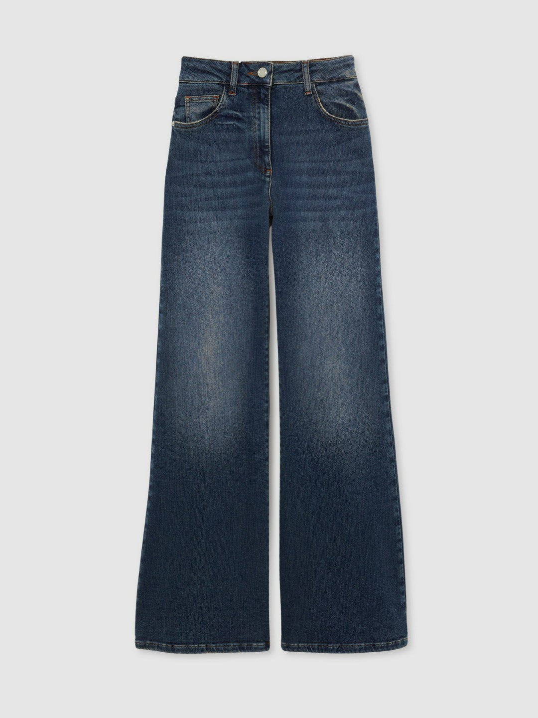 Petite Mid-Rise Flared Jeans in Mid Blue Women | Reiss