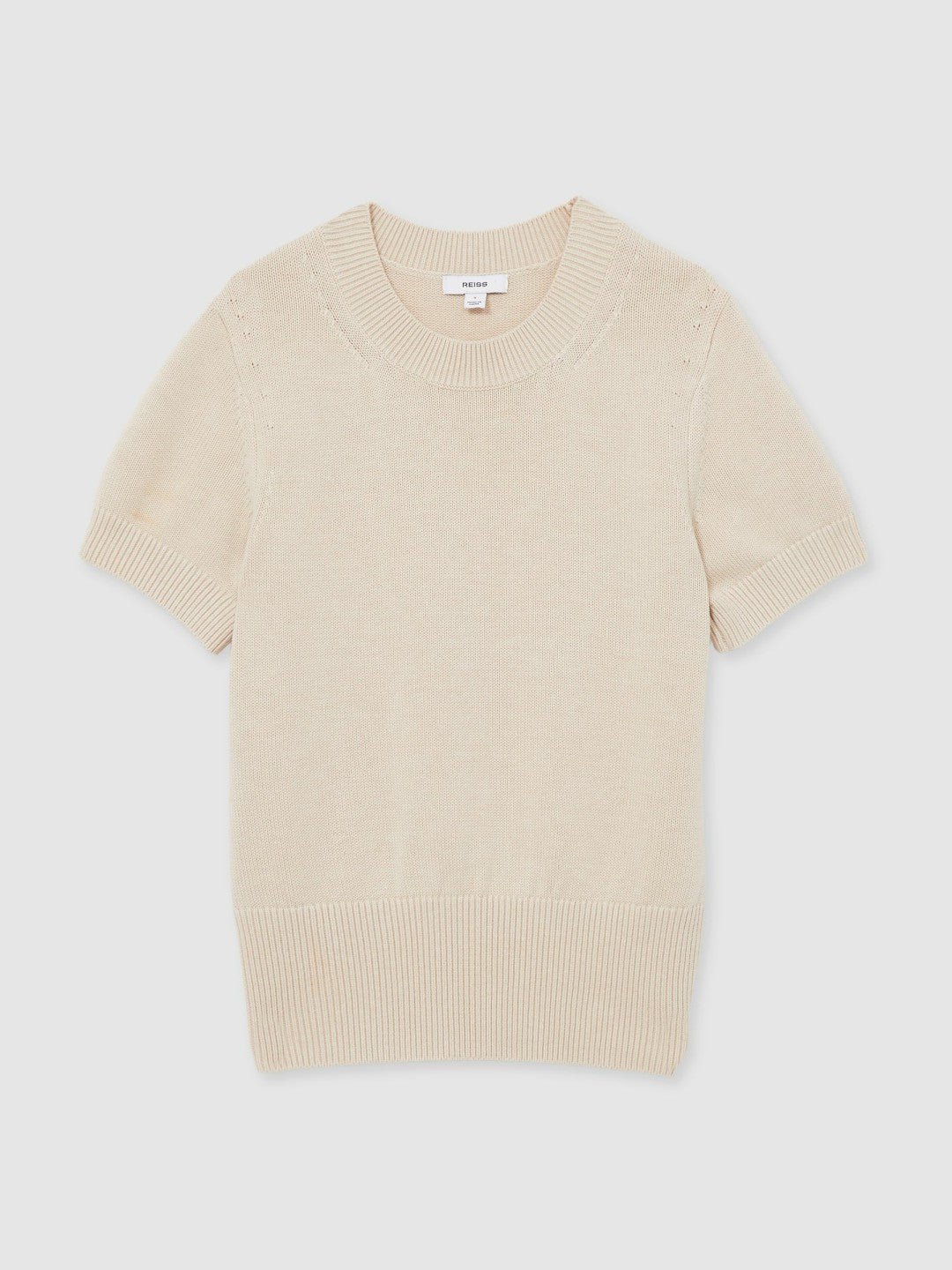 Cotton And Wool Crew-Neck Top in Neutral Women | Reiss