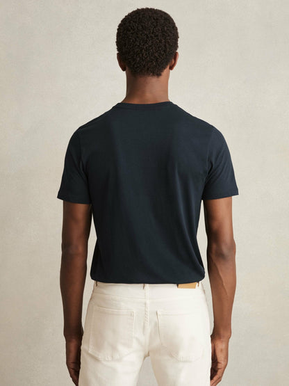 Cotton-Jersey Crew-Neck T-shirts 3 Pack in Navy Men | Reiss