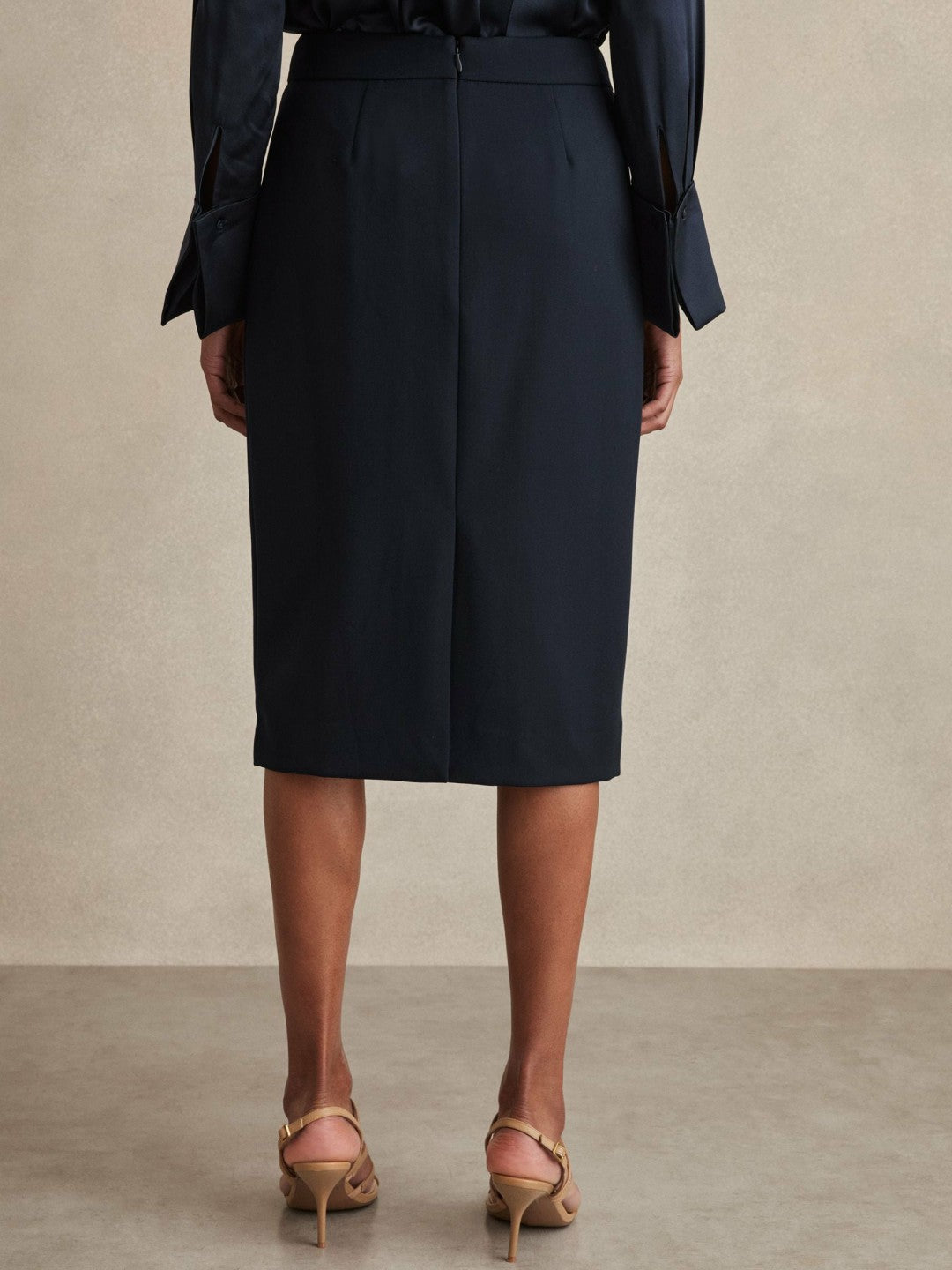 Petite Tailored Midi Suit Skirt in Navy Women | Reiss
