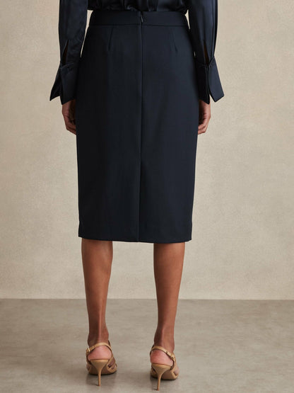 Petite Tailored Midi Suit Skirt in Navy Women | Reiss