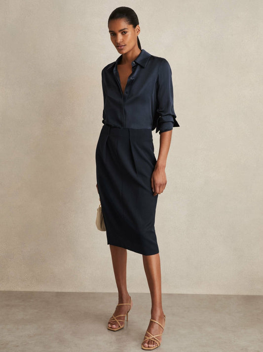Tailored Midi Suit Skirt in Navy Women | Reiss