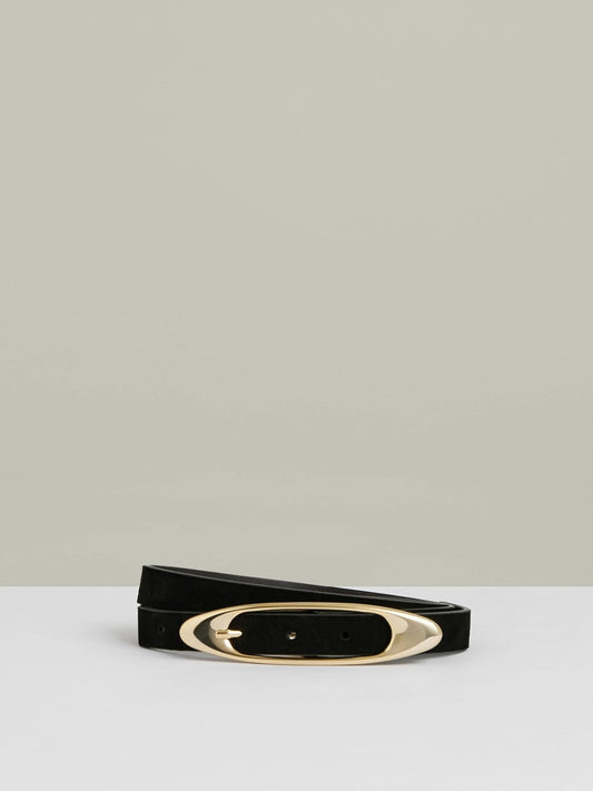 Leather Oval-Buckle Belt in Black Women | Reiss