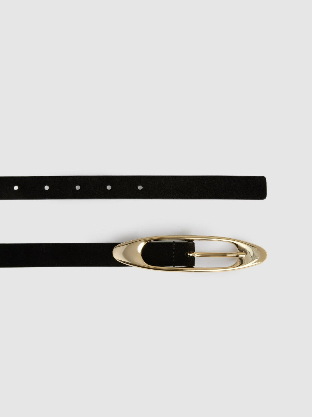 Leather Oval-Buckle Belt in Black Women | Reiss