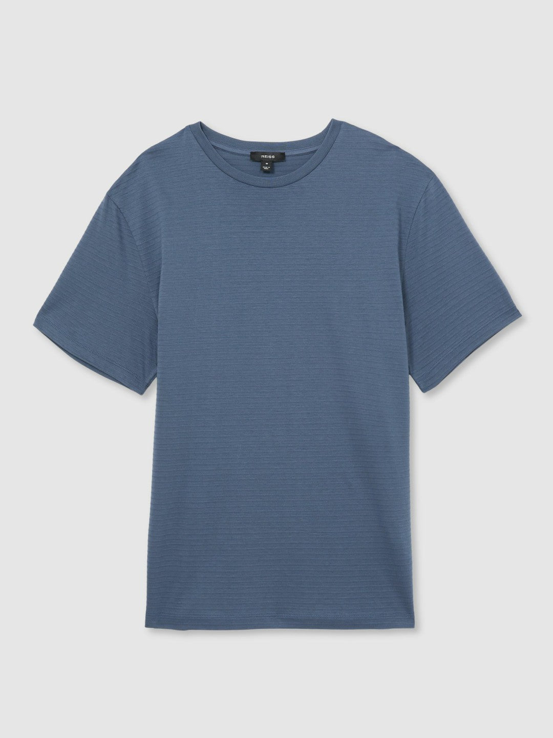 Mercerised-Cotton Ribbed T-Shirt in Airforce Blue Men | Reiss