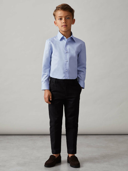 9-13 yrs Slim-Fit Cotton Shirt in Soft Blue Children & Baby | Reiss