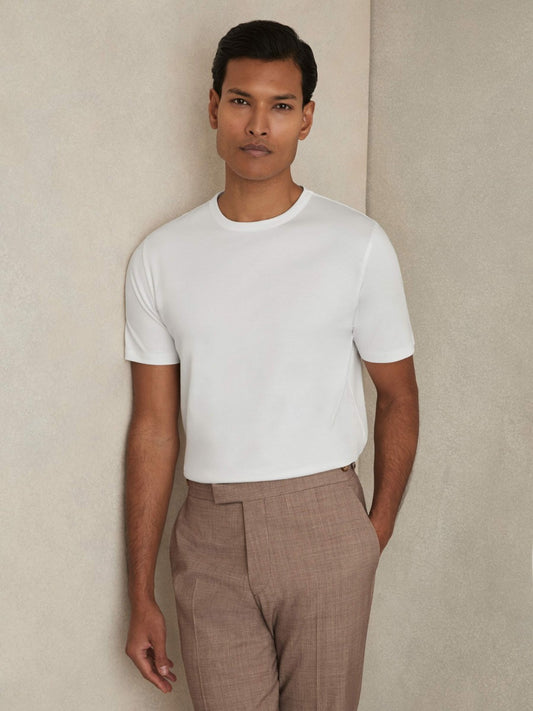 Mercerised-Cotton Crew-Neck T-Shirt in White Men | Reiss