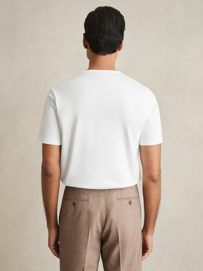Mercerised-Cotton Crew-Neck T-Shirt in White Men | Reiss