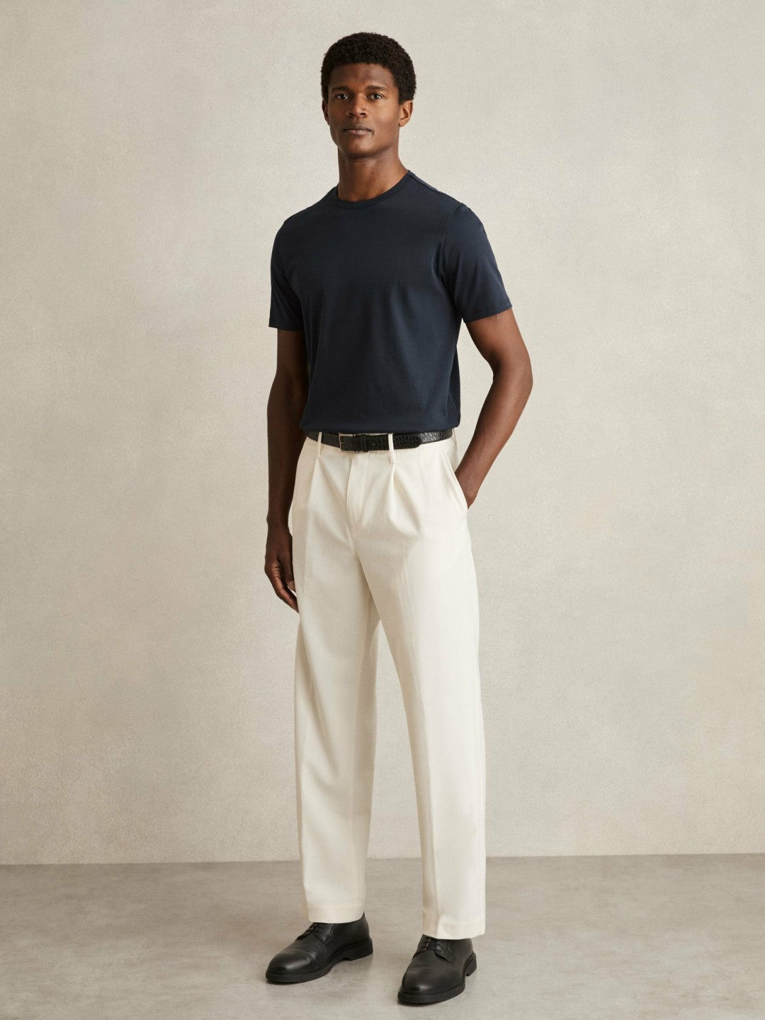 Mercerised-Cotton Crew-Neck T-Shirt in Navy Men | Reiss