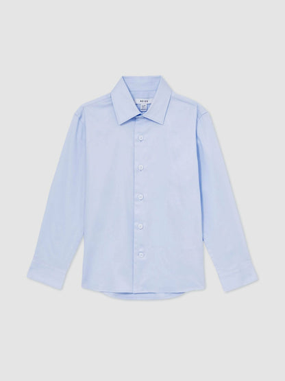 3-9 yrs Slim-Fit Cotton Shirt in Soft Blue Children & Baby | Reiss