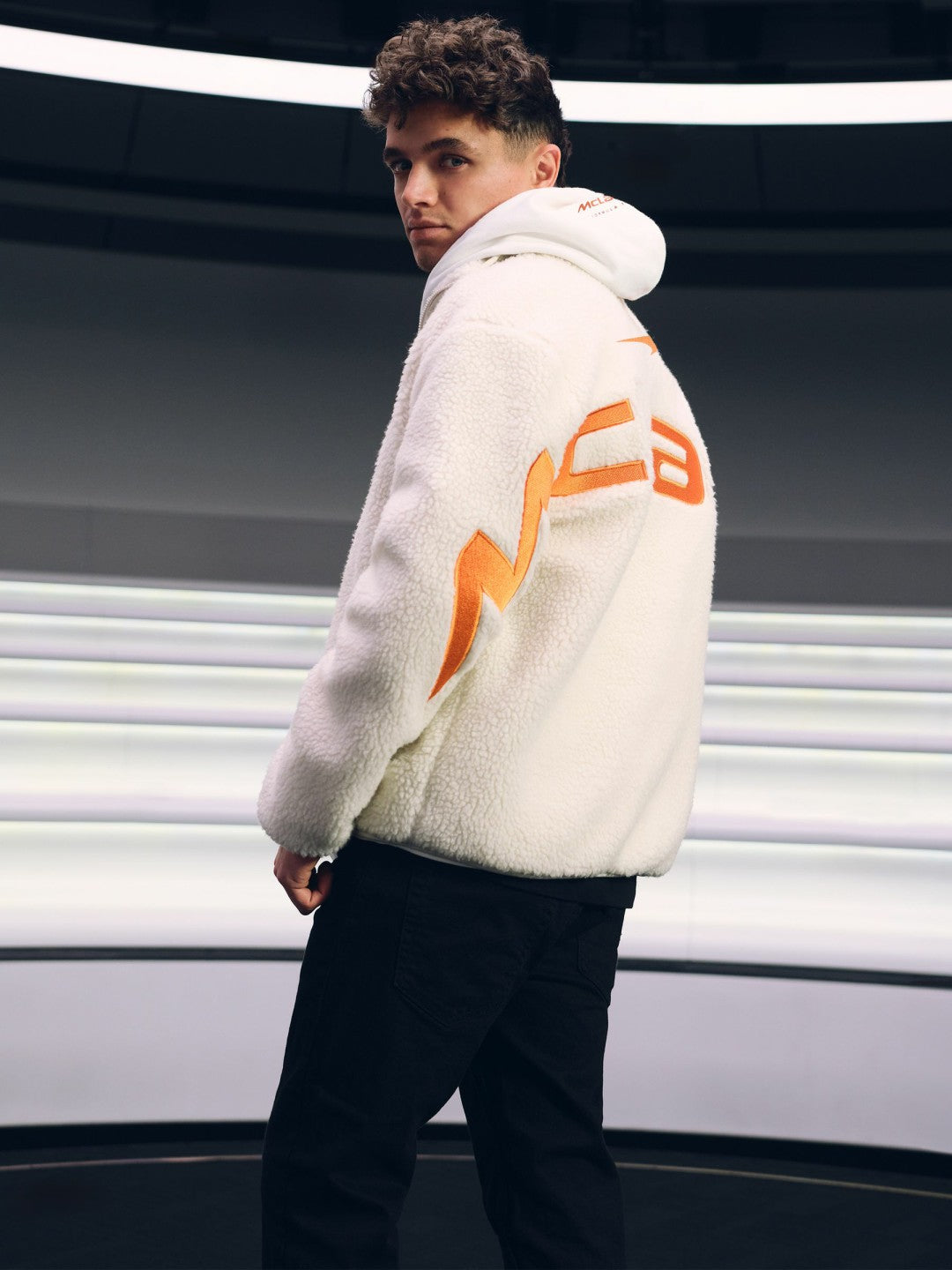 McLaren F1 Team Embroidered Fleece Jacket Unisex Fit in Off White Men | Reiss
