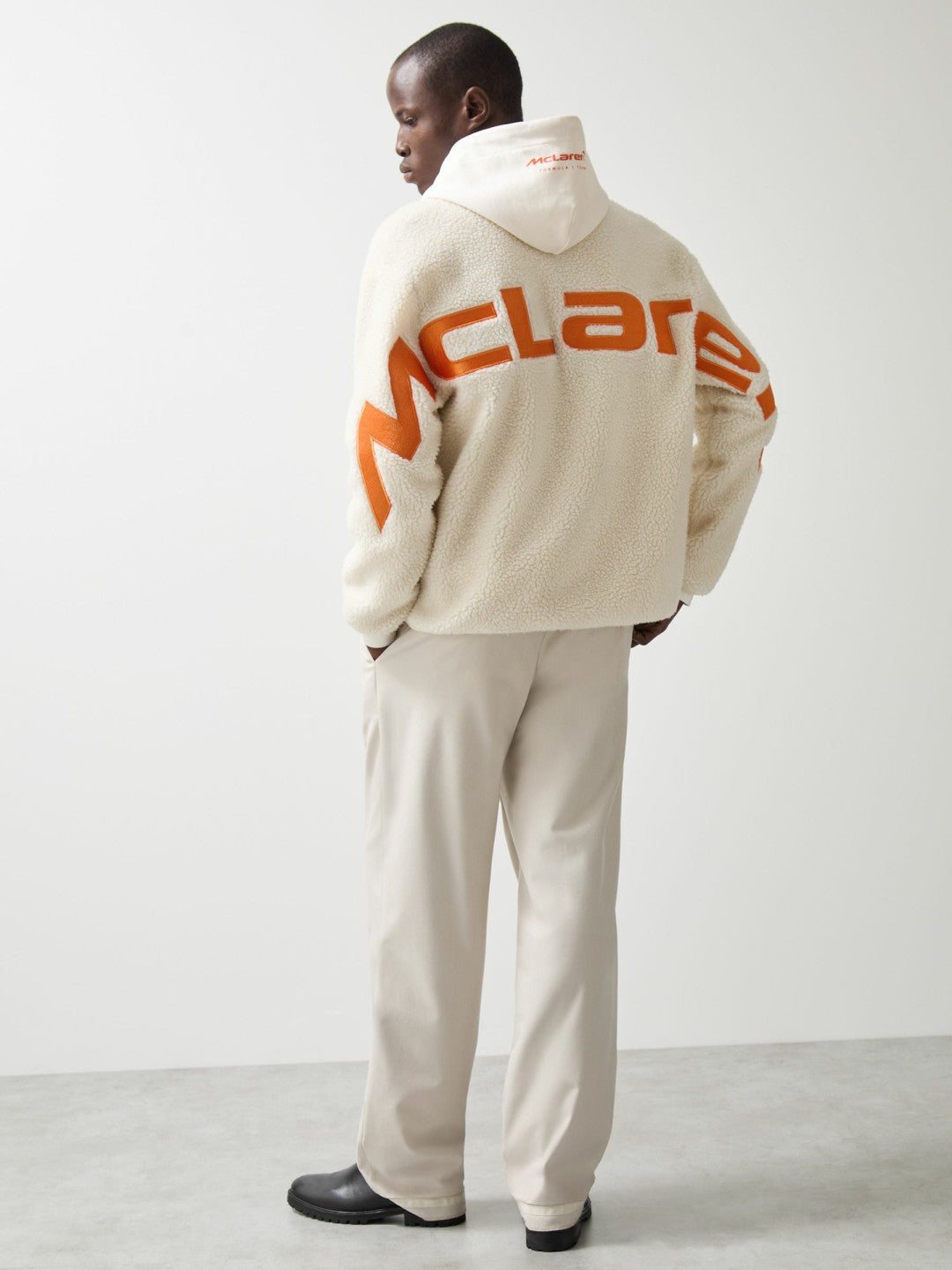 McLaren F1 Team Embroidered Fleece Jacket Unisex Fit in Off White Men | Reiss