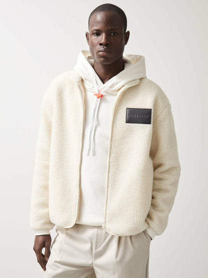 McLaren F1 Team Embroidered Fleece Jacket Unisex Fit in Off White Men | Reiss