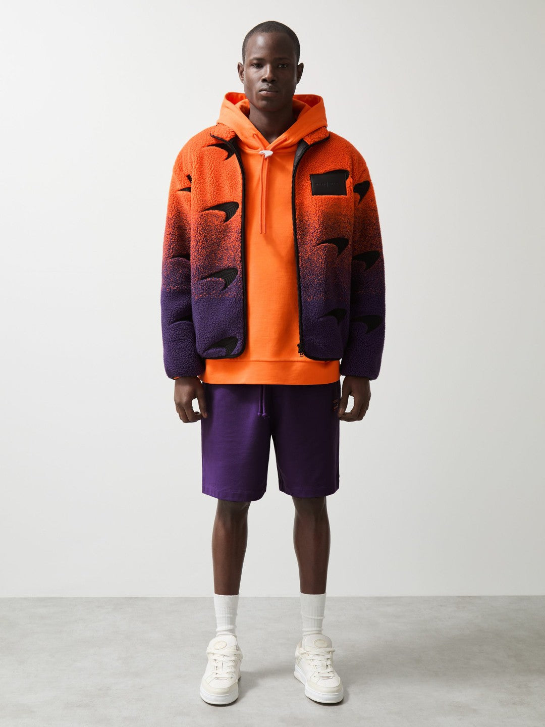 Unisex Fit McLaren F1 Team Ombré Fleece Jacket in Papaya Orange/Purple Men | Reiss
