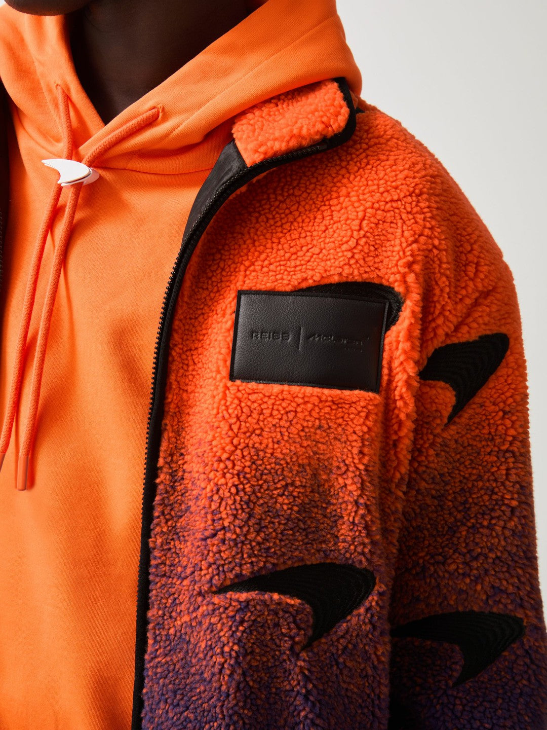 Unisex Fit McLaren F1 Team Ombré Fleece Jacket in Papaya Orange/Purple Men | Reiss