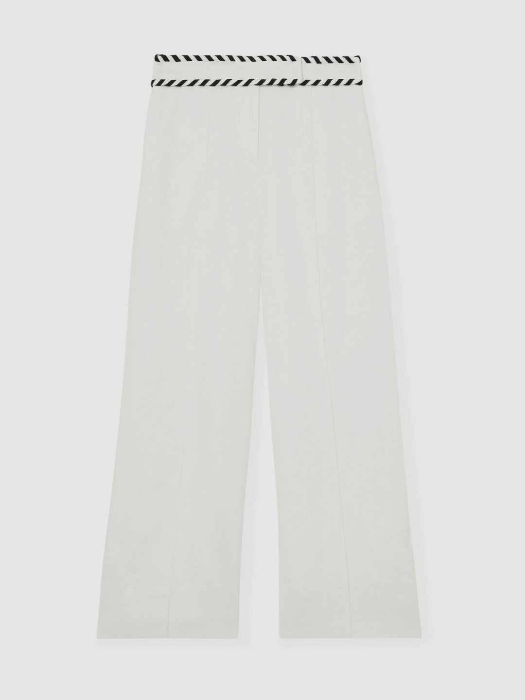 Linen Wide-Leg Whipstitch Trousers in White Women | Reiss