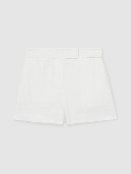 Linen Whipstitch Shorts in White Women | Reiss