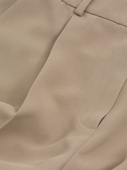 Elasticated-Waist Wide-Leg Twill Trousers in Mink Neutral Women | Reiss